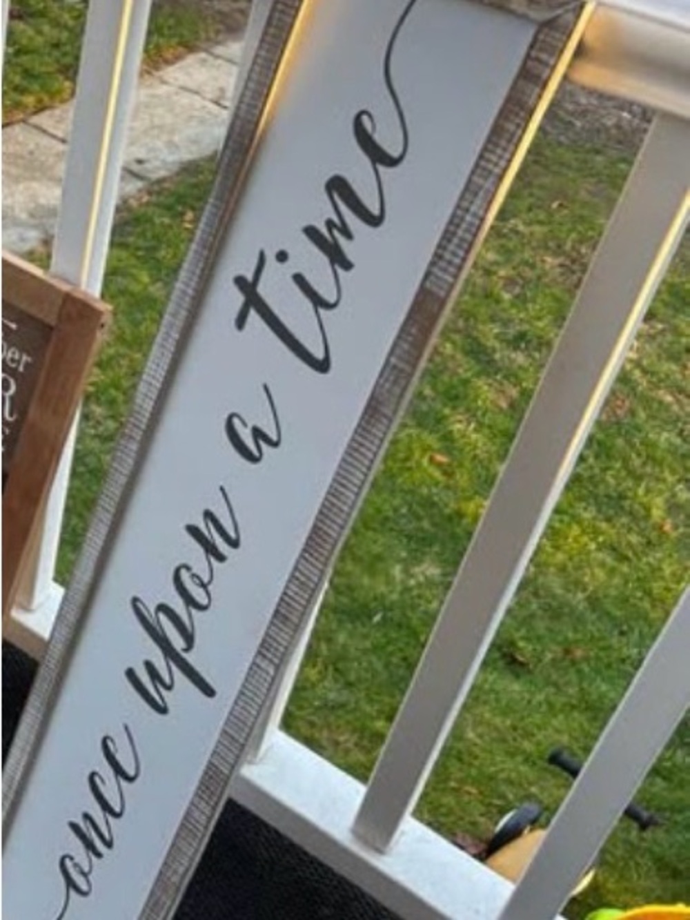 "Once Upon a Time" Framed Wood Sign - White and Gray